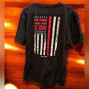 USA hand crafted Black Graphic T-Shirt with Red and White Design 2X